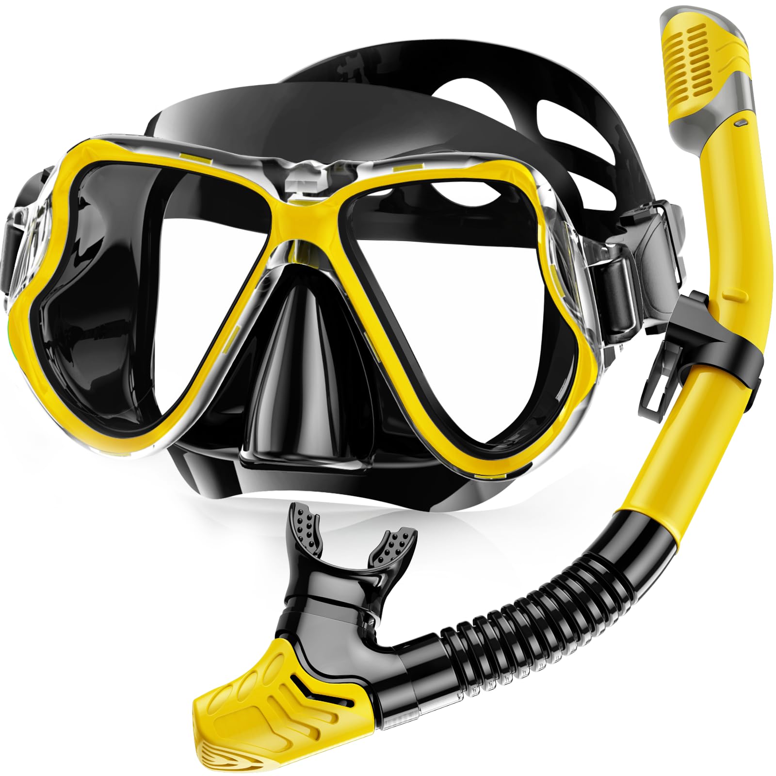 Karvipark Dry Snorkel Set, Anti-Fog Scuba Snorkelling Packages, Panoramic Wide View Snorkelling Goggle, Professional Snorkelling Gear for Adults