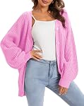QUALFORT Cardigan Sweaters pour les femmes 100% Cotton Button-Down surdimensionné tricot vêtements de dessus haut d'automne pour les femmes 2026
