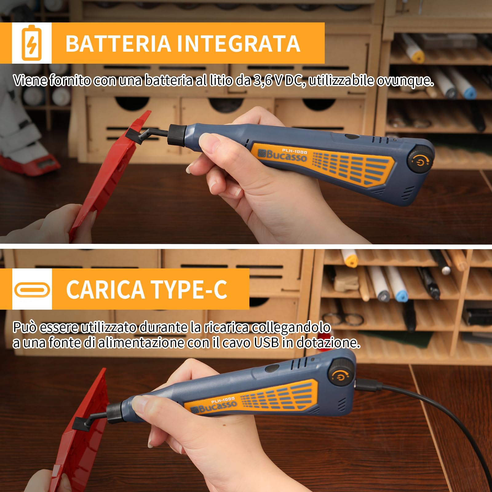 Levigatrice a penna senza fili, velocità variabile e ricarica USB con luce LED, utensile elettrico multiuso per levigatura, lucidatura, finitura, artigianato fai da te (Blu)