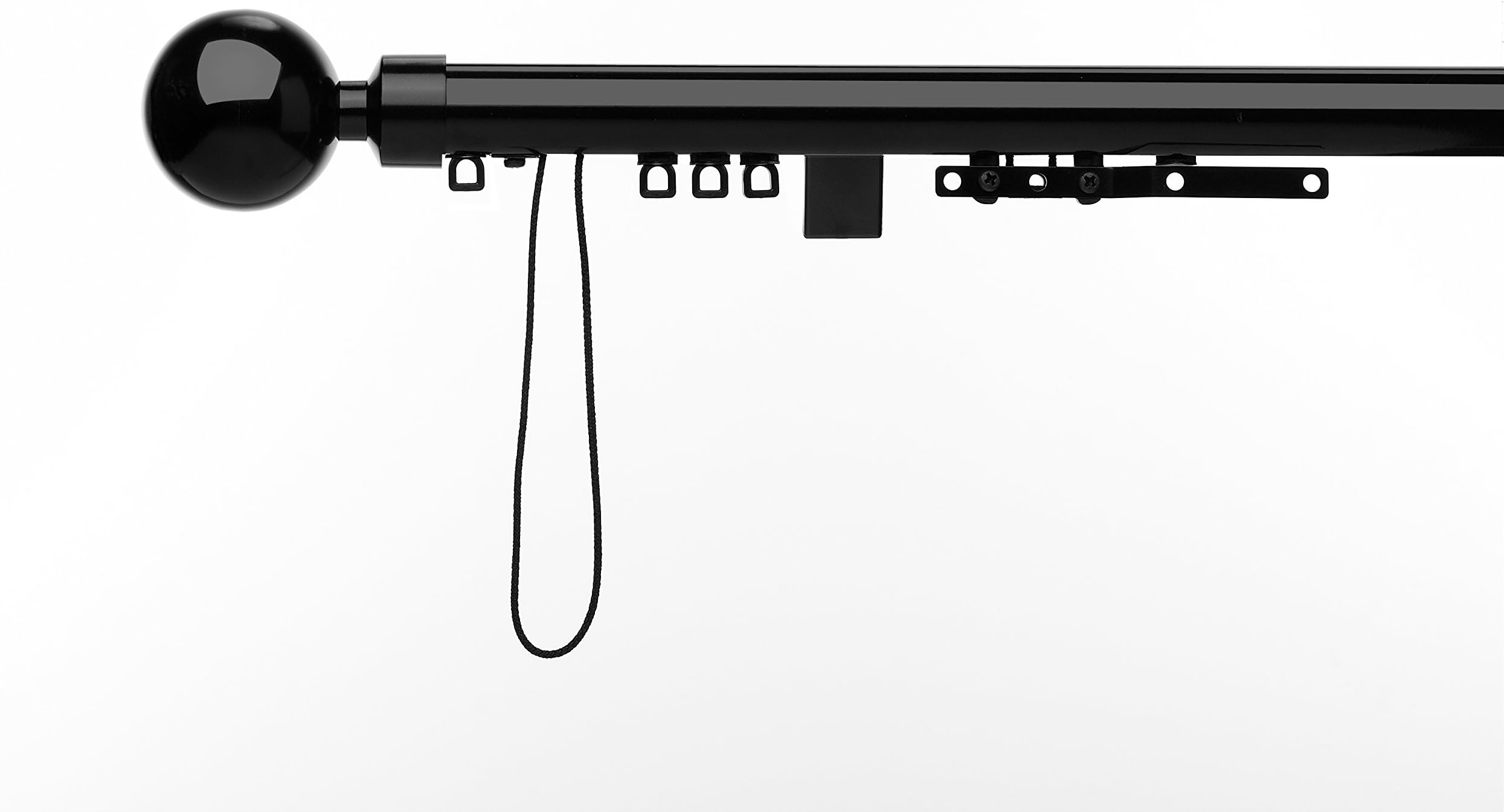 CLEARANCE Integra Glyda GLOSS BLACK, Corded metal corded curtain poles, 1 single piece pole, 28mm (150 cm)