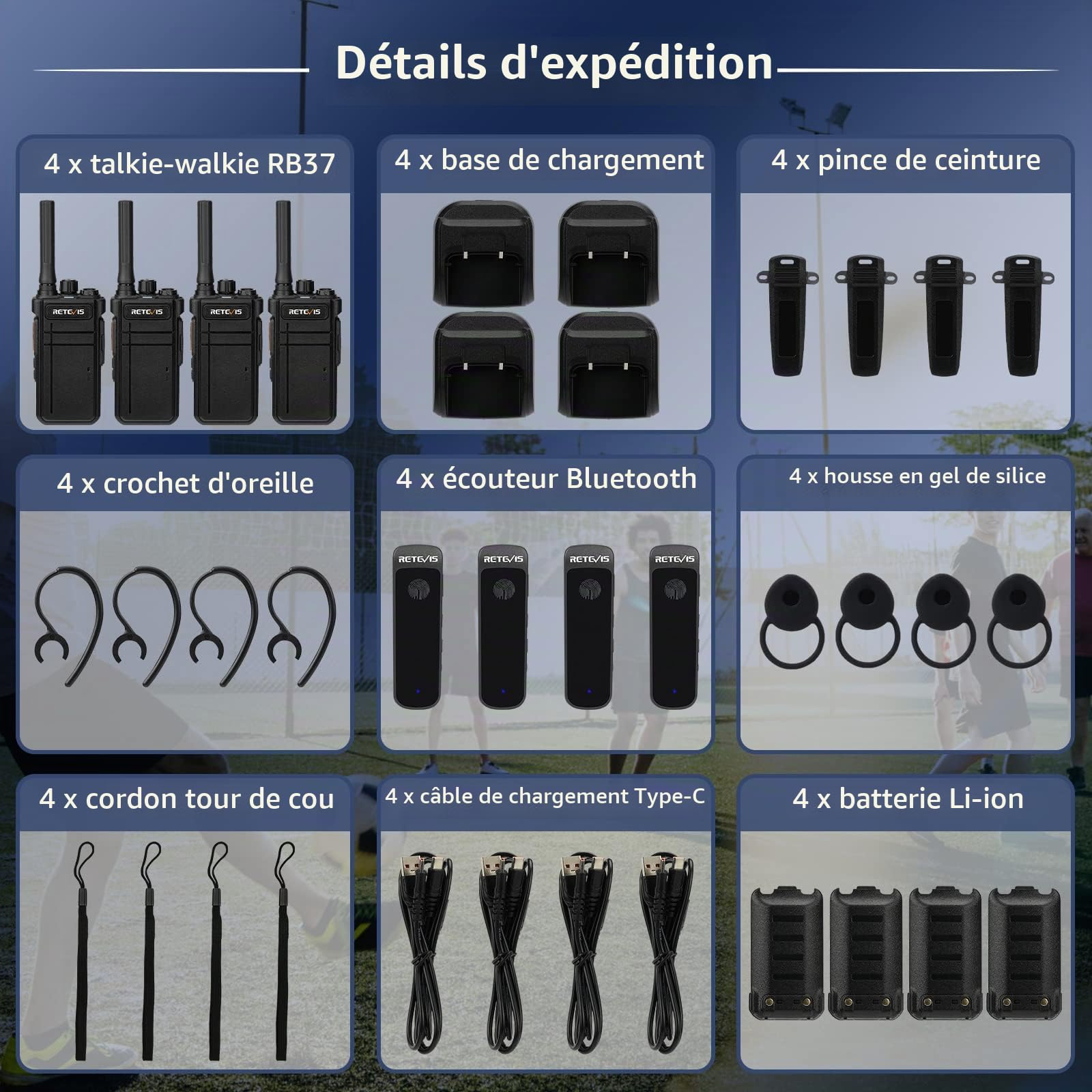 Retevis RB637 Bluetooth Talkies Walkies, PMR446 Radio Bidirectionnelle