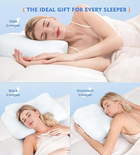 Miniatura 7 de Osteo Almohada cervical para aliviar el dolor de cuello, diseño hueco, almohadas de espuma viscoelástica sin olor con funda de enfriamiento,