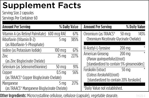 Miniatura 4 de Designs for Health Thyroid Synergy - Suplemento de apoyo tiroideo con yodo, ginseng americano, selenio, zinc + manganeso, vitaminas veganas para la