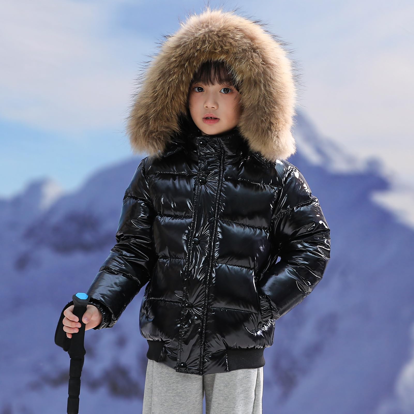 Cappotto Invernale Bambina e Bambino Giacca Imbottita con Cappuccio Giacche Cappotti Raggazzi Antivento
