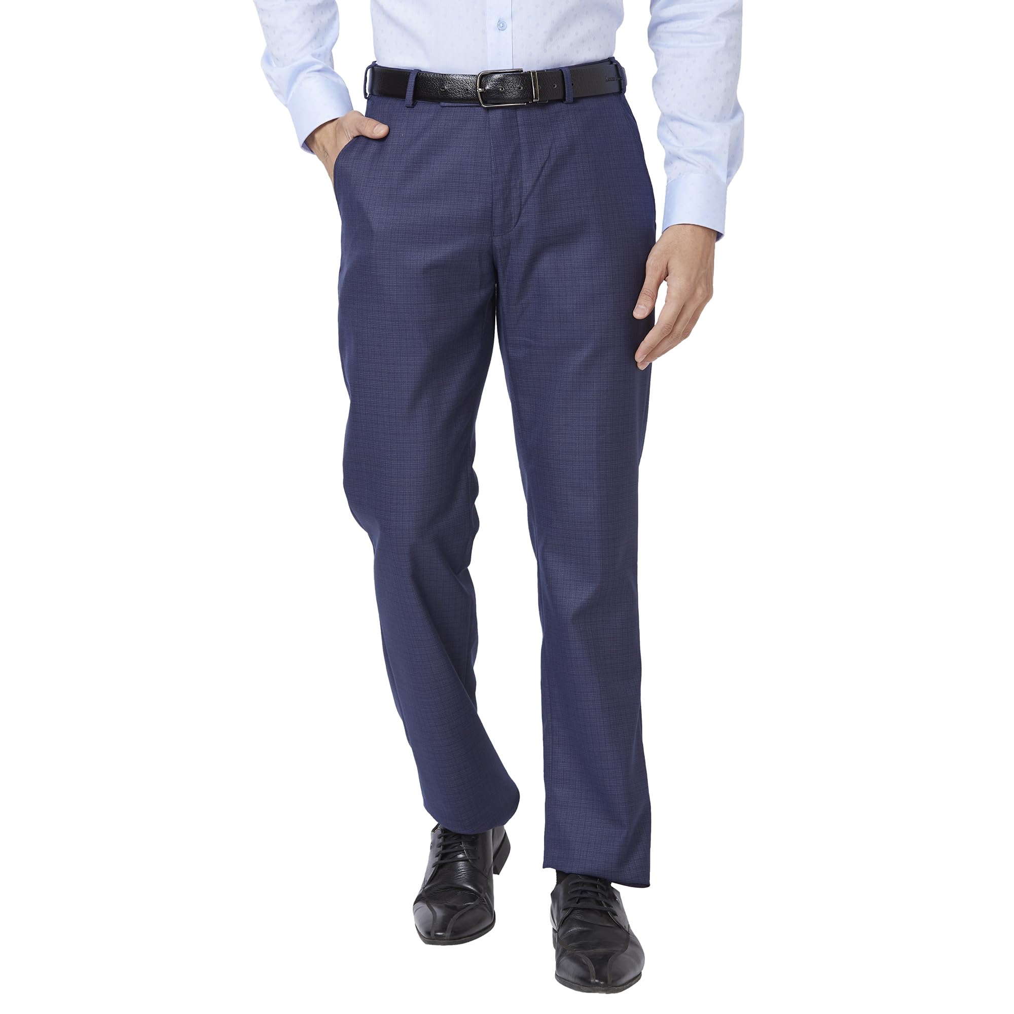 park avenue Men's Polyester Blend Structure Pattern Smart Fit Flat Front Formal Trouser-picture-20