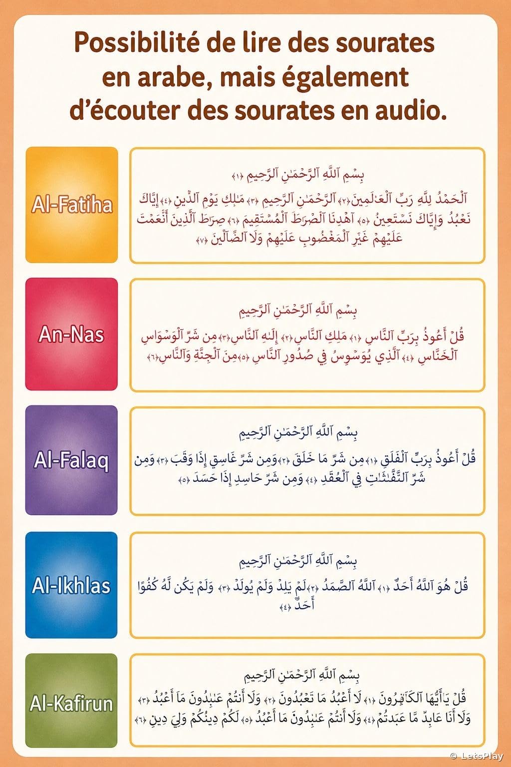 LetsPlay Livre Sonore Arabe Français Alphabet 180+ Mots Jouet Éducatif Enfant 3-8 Ans