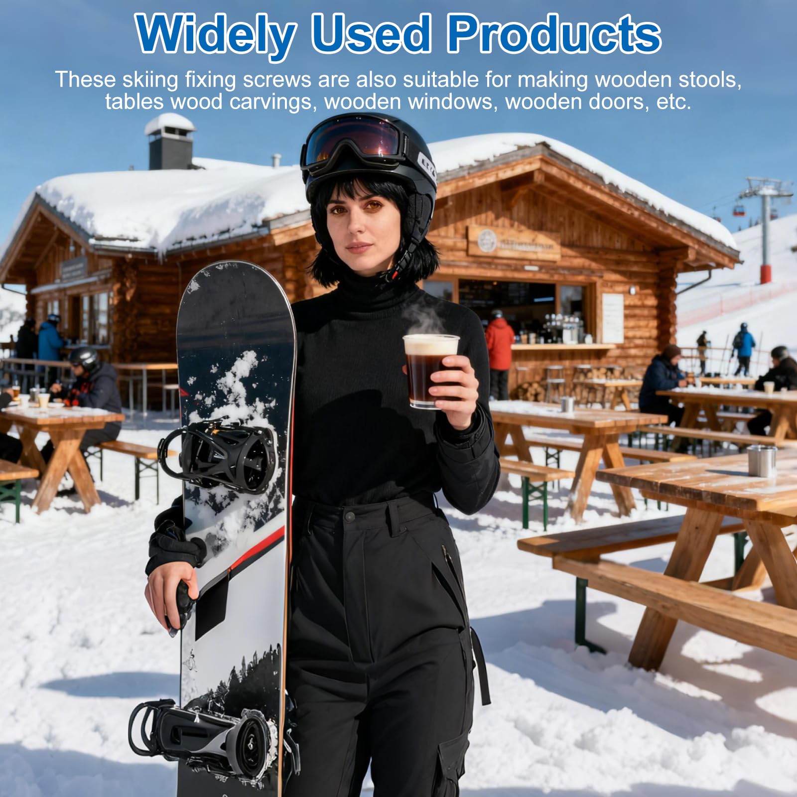 Set di 8 viti per attacchi snowboard, viti di fissaggio M6 in acciaio inossidabile con rondelle antiscivolo, viti per attacchi snowboard con cacciavite per ricambi snowboard sportivo