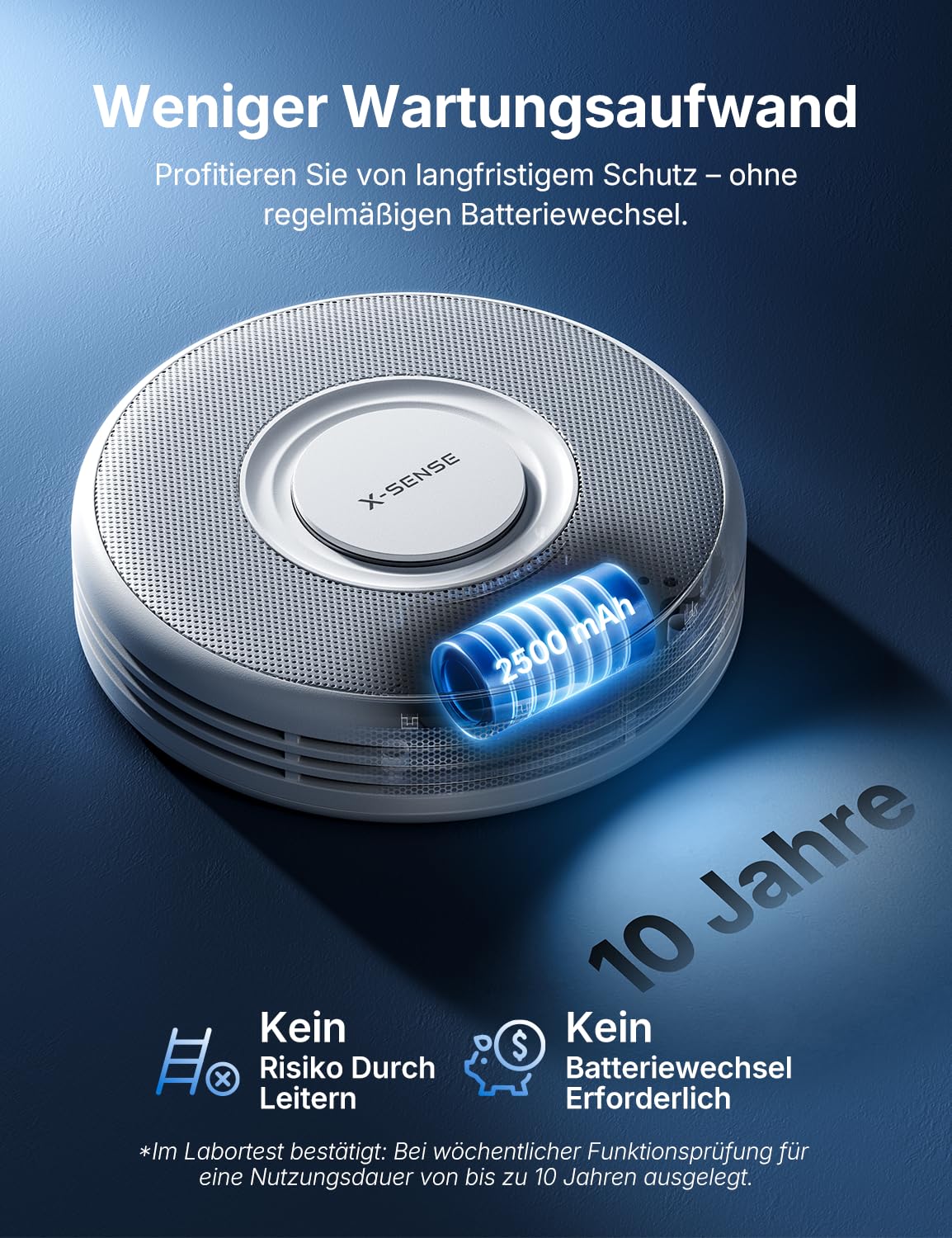 X-Sense Standalone Rauchmelder mit Sprachalarm, XS0B-SN, 6 Stück | Deutsche Sprachansagen mit 17 Standorten; ohne App und SBS50; kein Blinklicht im Standby; große Testtaste
