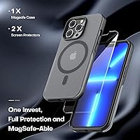 Vista 91 de TAURI Funda magnética 2 en 1 transparente para iPhone 14 Pro, compatible con Magsafe [no amarillenta] con protector de pantalla, protección de grado
