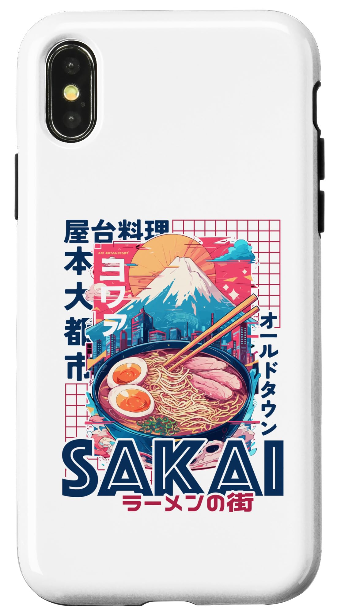 iPhone X/XS Sakai City 80s Synthwave Ramen Bowl of Japan Case