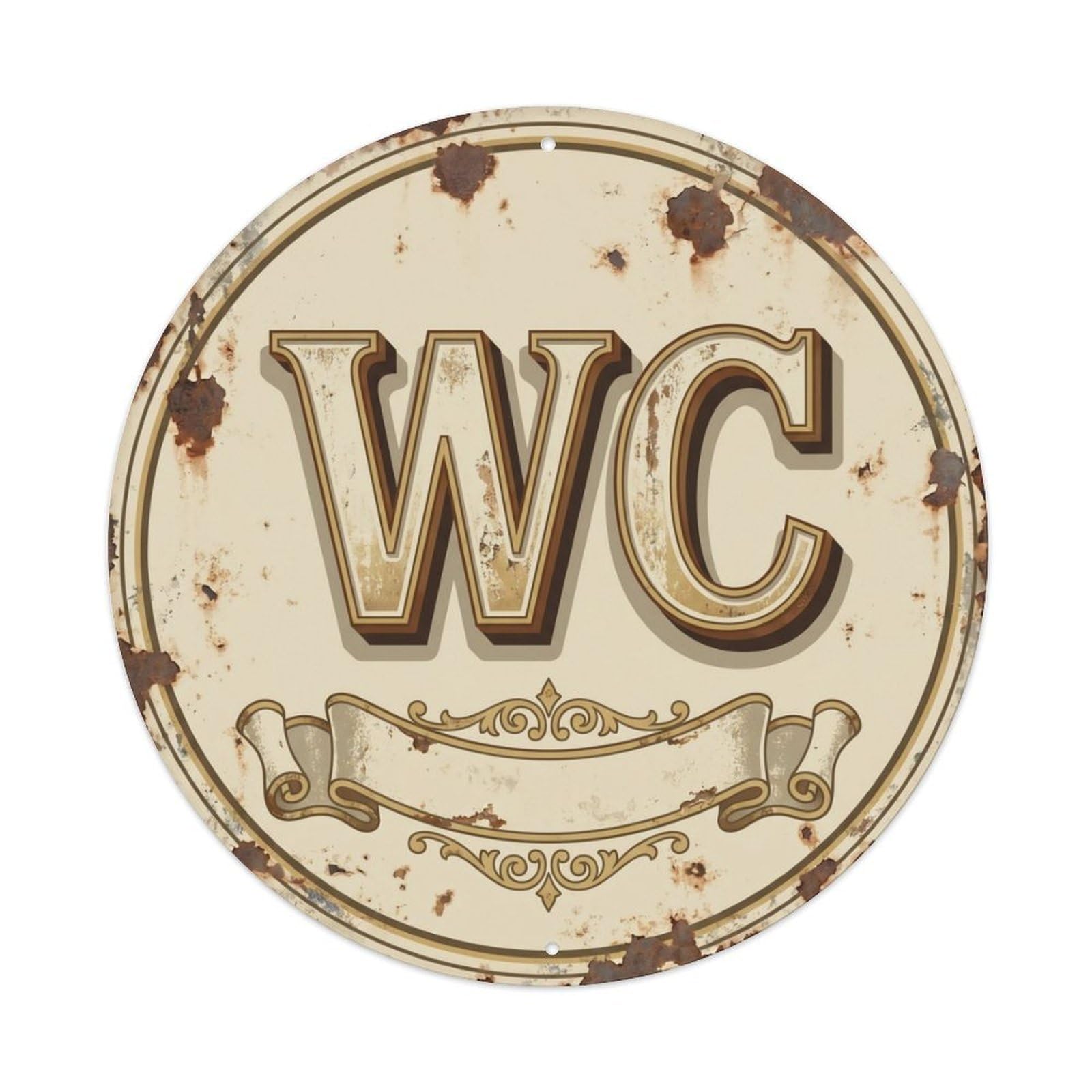 Toilet （WC） Mercantile Emblem Metal Tin Sign Plaque Wall Decor for Cafe, Club Bar, Office, Home Garden Round Metal Poster 8x8Inch