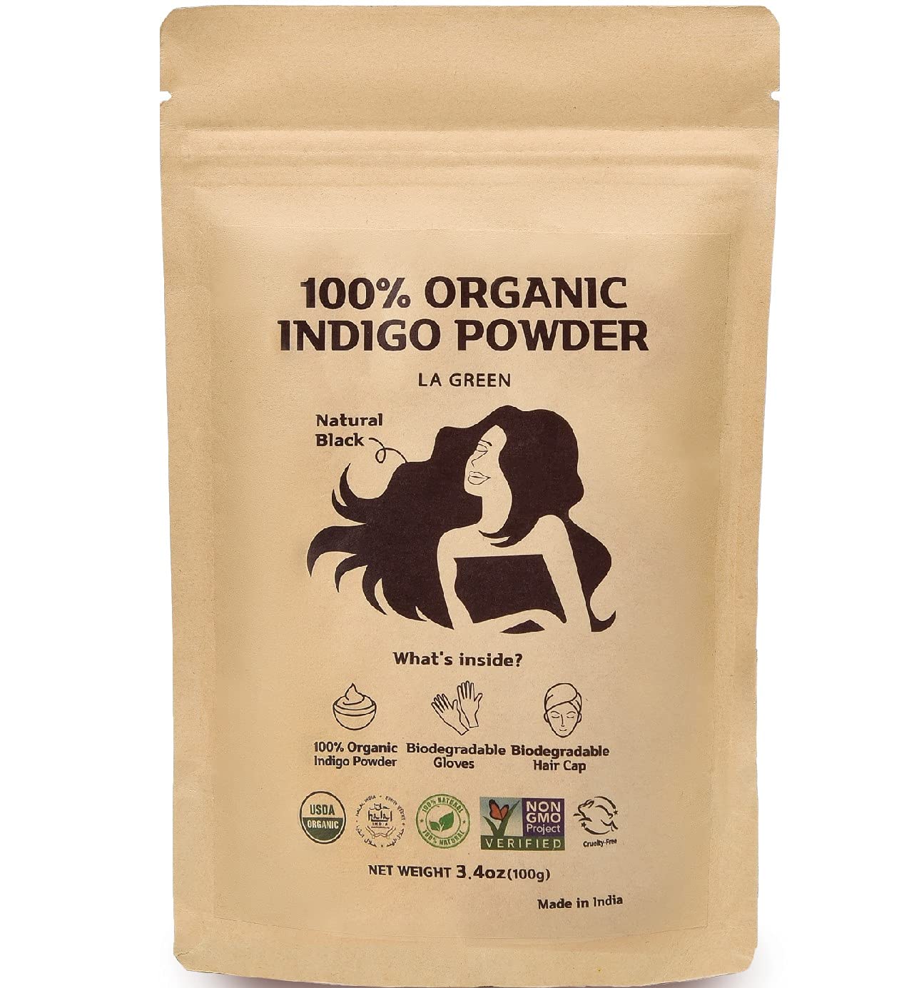 100 Organic USDA Indigo Powder For Hair Dye Color Soft Shiny Healthy Hair No Chemical or Additive Including