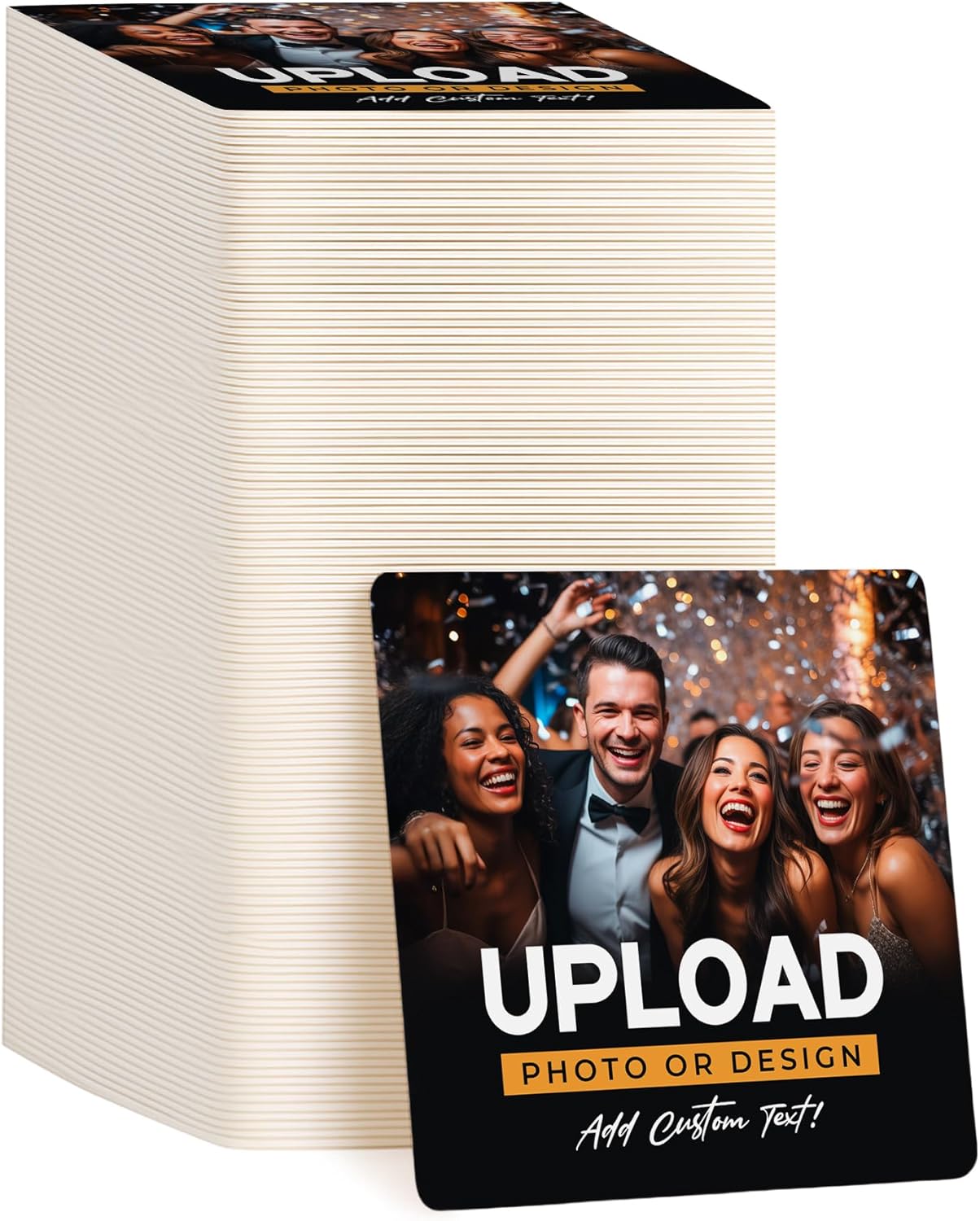 100 Pack Personalized Drink Coasters, Custom Cardboard Coasters with Photo and Text, Design Your Own Coaster for Events, Parties, Bars, and Unique Gifts, 3.95" Round
