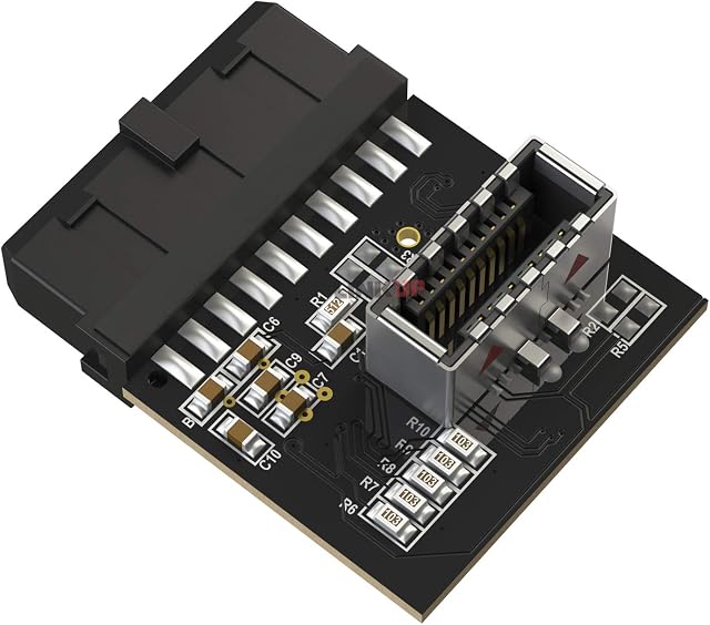LINKUP - [Active Chip USB 3.0 (3.1 Gen 2) Internal IDC 20 Pin Motherboard Header to A-Key (Type-E) 20 Pin Female Converter for Type C Panel Mount Adapter