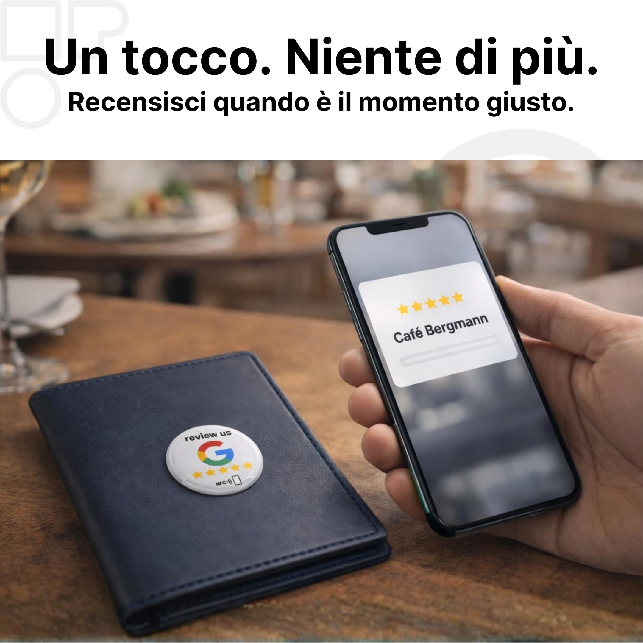 10 adesivi NFC "review us" – tag per Google Reviews – 3 cm, auto-programmabili, forte adesione – riutilizzabili e senza contatto – aumenta le valutazioni in più posizioni