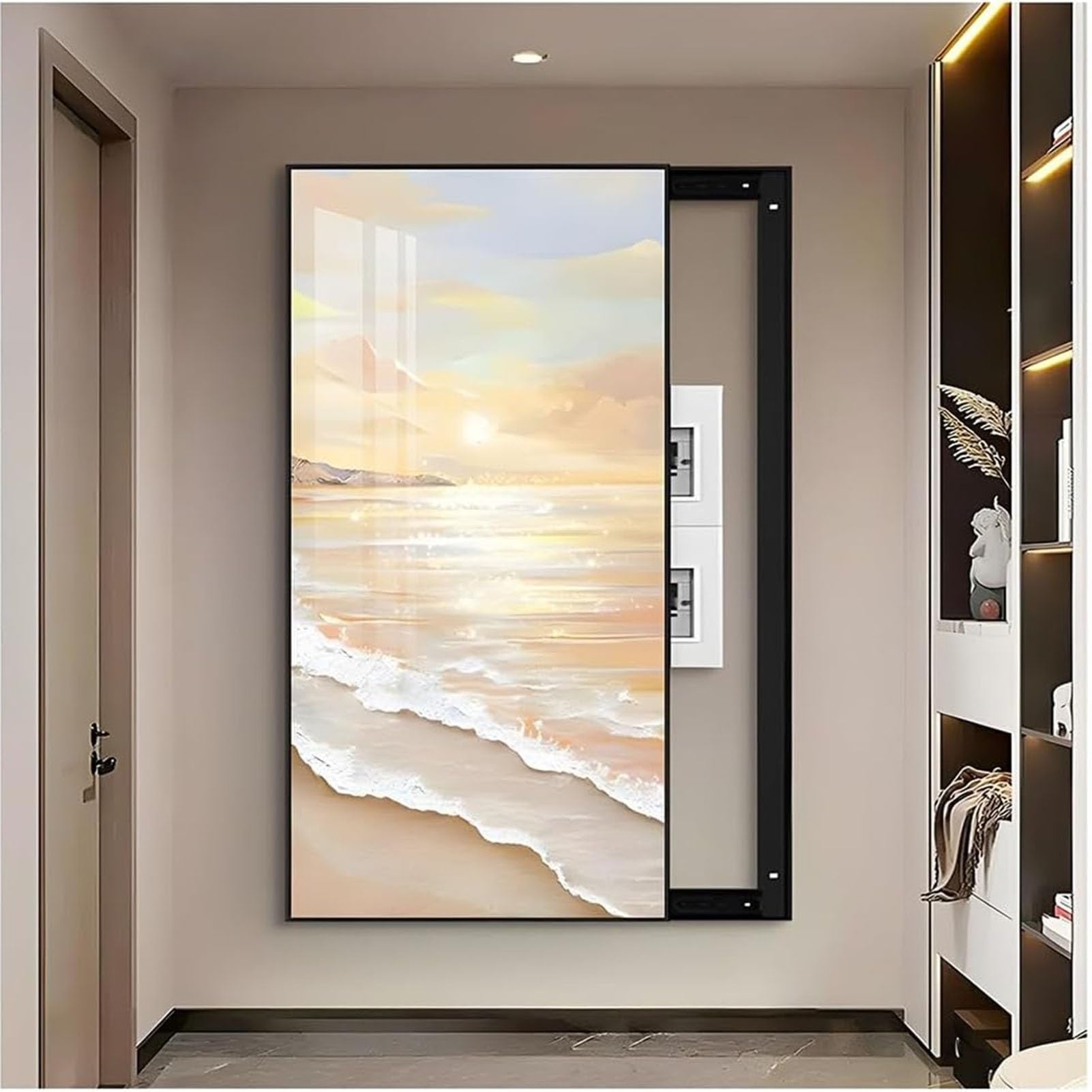 SOBS Wall Mounted Electrical Panel Cover 8 Sizes, Modern Meter Box Decorative Paintingframe Hidden Circuit Breaker Panel Fuse Box Cover Cabinet(D,60x120cm/23.6x47.2in)