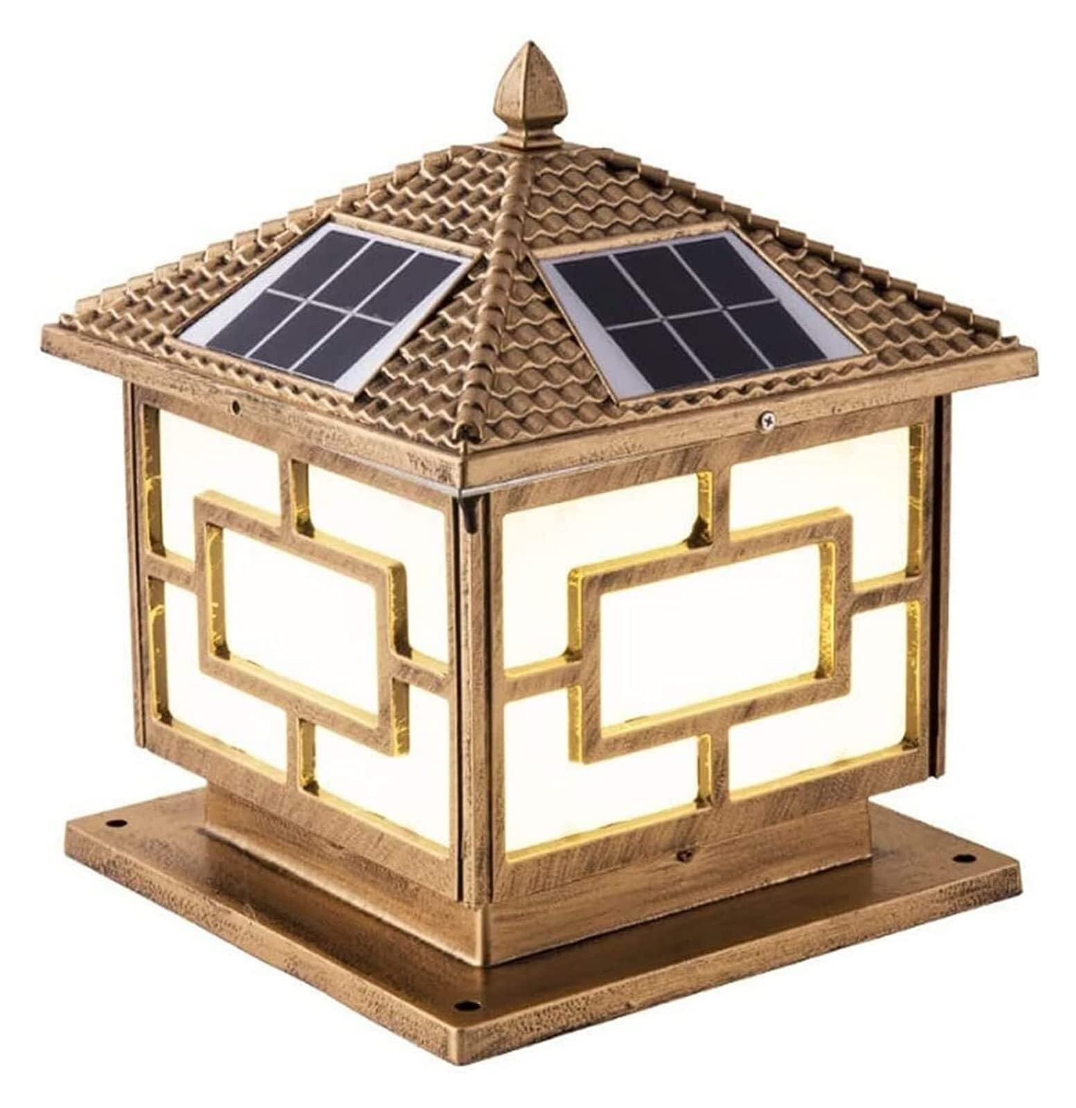 QUSYZD Courtyard Light Square Solar Powered Led Post Cap Lights,Post Lantern Light Led Outdoor Solar Energy Light Lawn Floor Lamp Yard Deck Streetlight Rainproof Table Lamp,