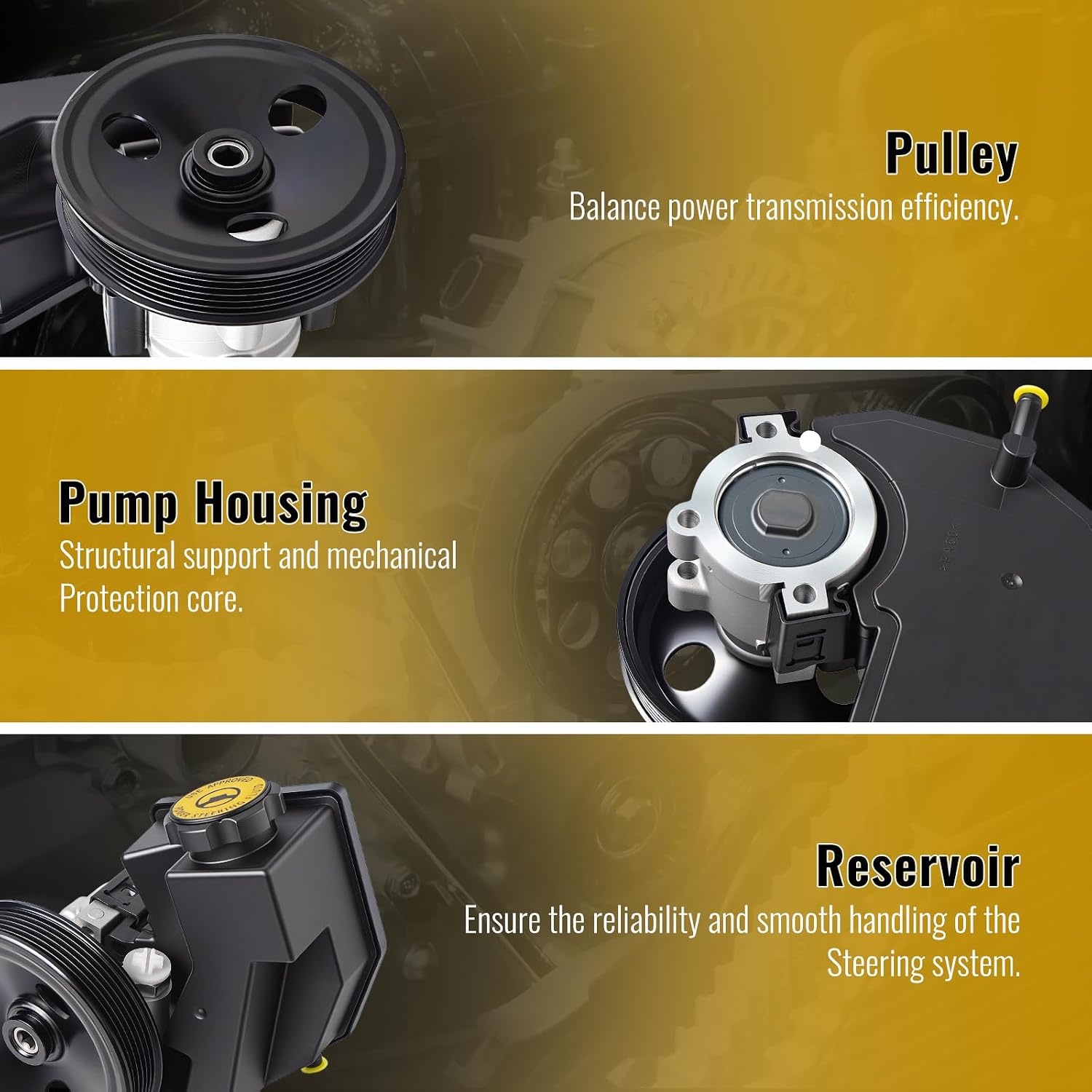 TUCAREST New Power Steering Pump 96-61607 w/Pulley Compatible With 1999-2004 Je-ep Grand Cherokee (99-04 for 4.0L, 99-00 for 4.7L) [OE# 20-616071 52088278AB 5016184AA 5080551AC 53010258AB PSP1102]