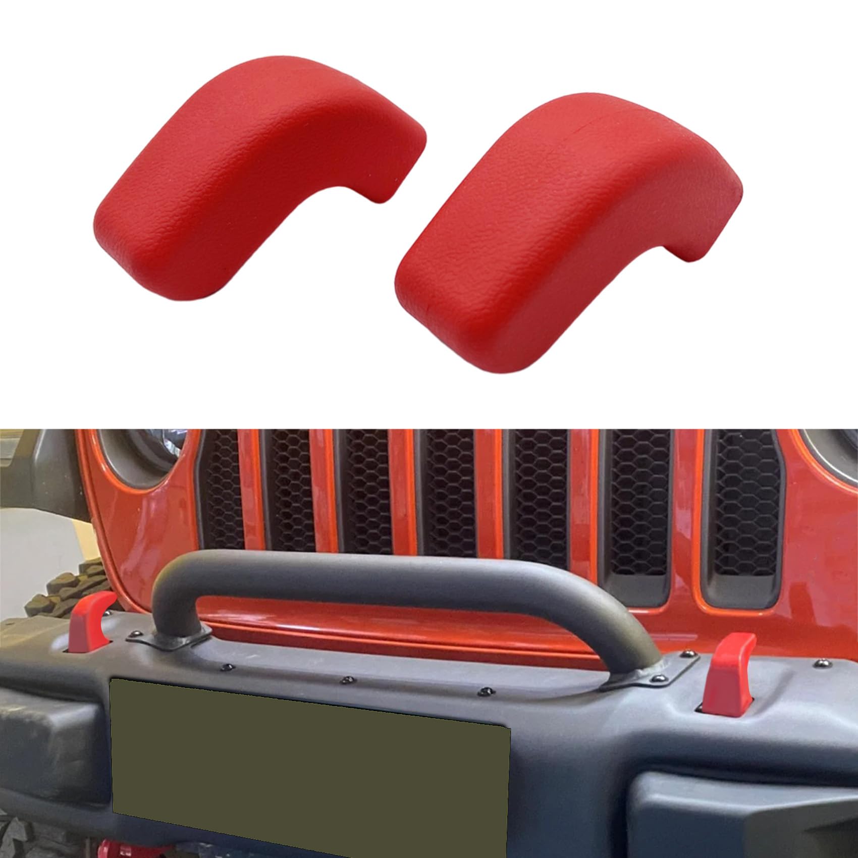 WINUERK 2PCS Bumper Tow Hook Covers, Tow Hook Protector, Front Bumper Tow Hook Rubber Sleeve Protectors Compatible with 2007-2025 Jeep Wrangler JK JKU JL JLU & Jeep Gladiator JT Exterior Accessories