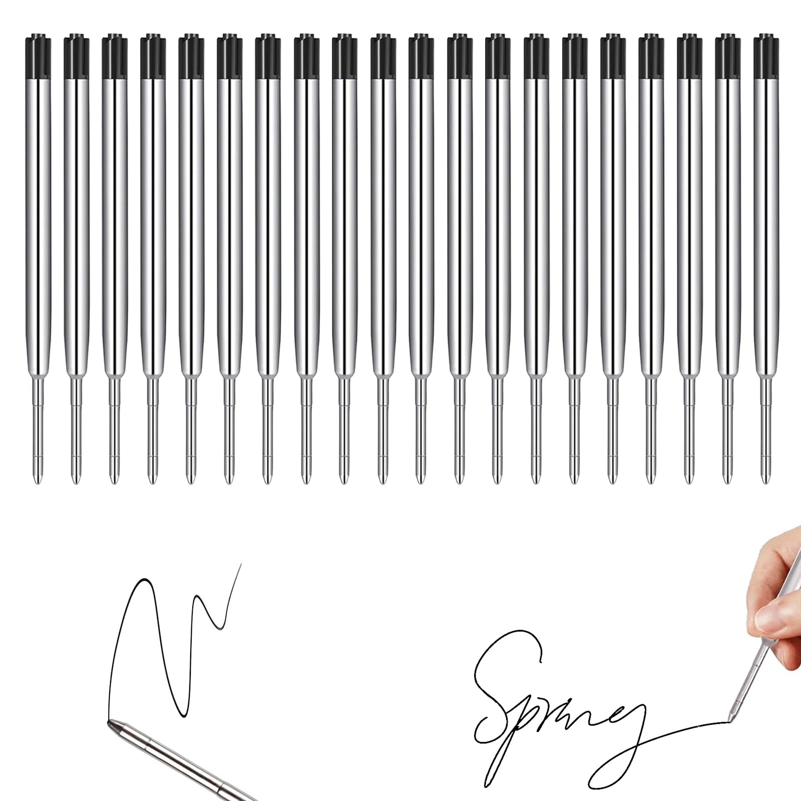 20 PCS Applies to Parker Pen Refills,Pen Refills Black Ballpoint,0.7mm Applies to Parker Rollerball Refill,Biro Refills,Suitable for Most Ballpoint Pens (Black)