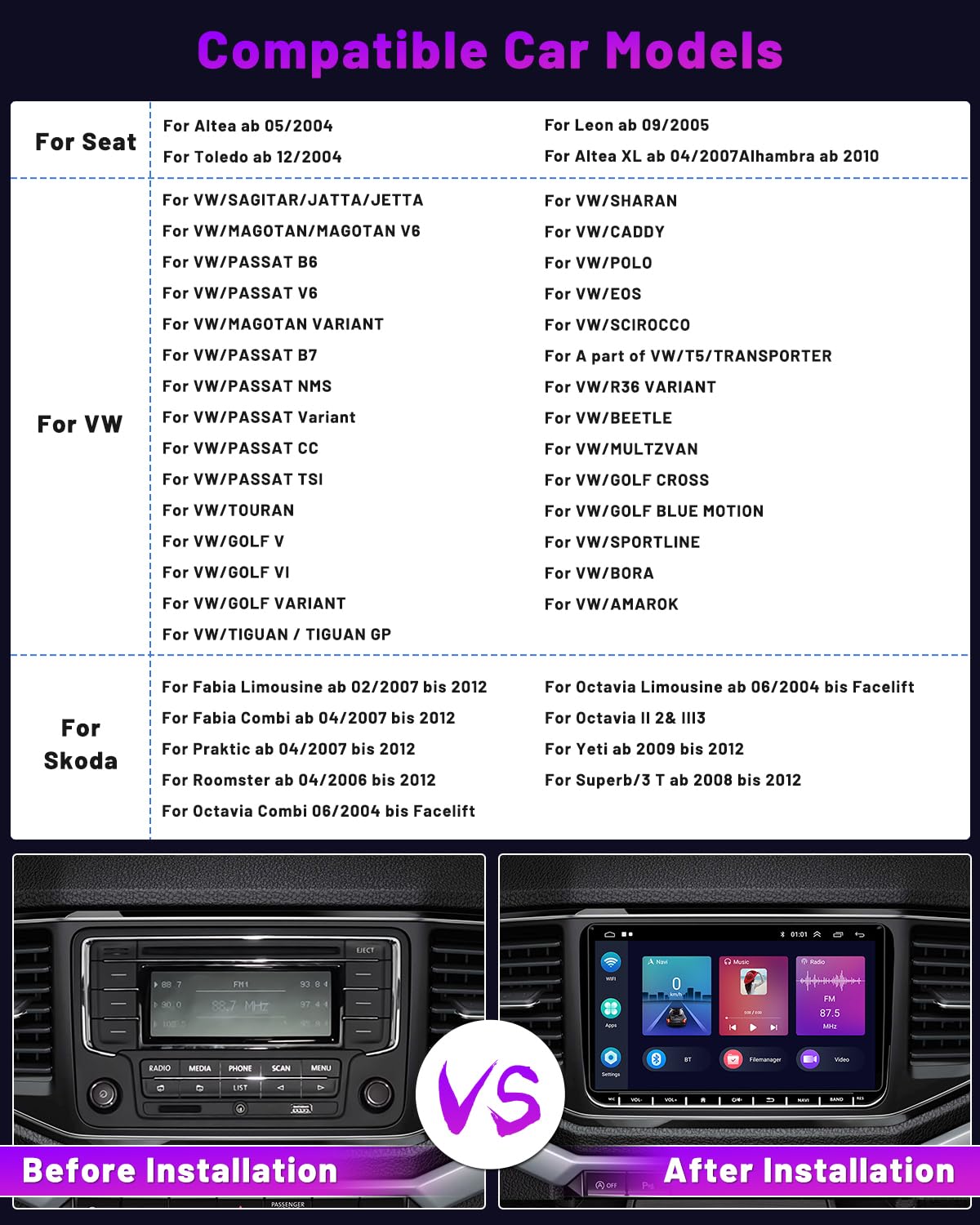Hikity DAB Autoradio Android 15 per VW Golf 5 6 Polo Passat Seat Skoda | Android Auto Wireless CarPlay | 2+64GB | 9" Touchscreen Stereo Auto GPS DAB RDS FM SWC Canbus HiFi Retrocamera per VW