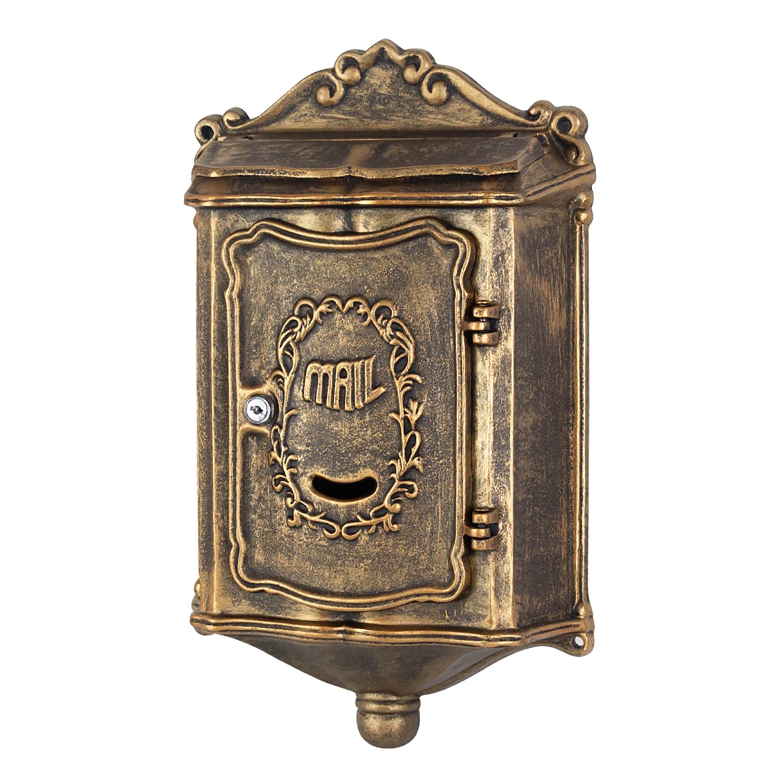 Garment Bags， Cast Aluminum Rust-Resistant Mailbox, Retro Fashion Style, Suitable for Villa Courtyard Garden(Brass)
