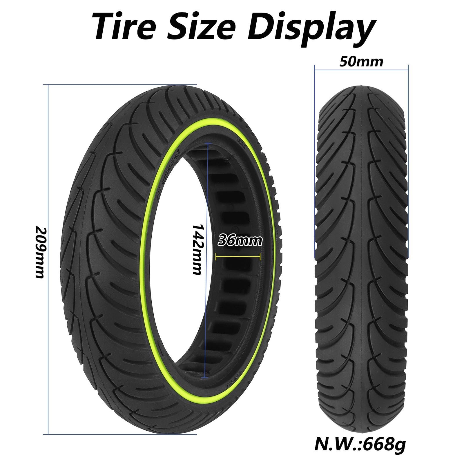 81/2 * 2 Neumático Sólido Scooter Neumático Goma 8,5 Pulgadas Ruedas Delanteras y Traseras Antiexplosión Reemplazo Neumático Goma Sólido No Neumático Scooter Eléctrico,1pcs