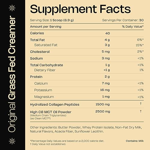 Miniatura 2 de LevelUp con C8 MCT, proteína de colágeno, crema de café de dieta cetogénica, suplemento de cetosis, soporte de cetona, sabor original, sin azúcar, 7