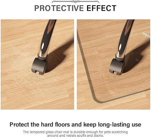 Miniatura 4 de CASSILANDO Tapete para silla de oficina para alfombra, 36 x 46 pulgadas, tapete de vidrio para sillas de suelo de moqueta o duro, mejor para tu