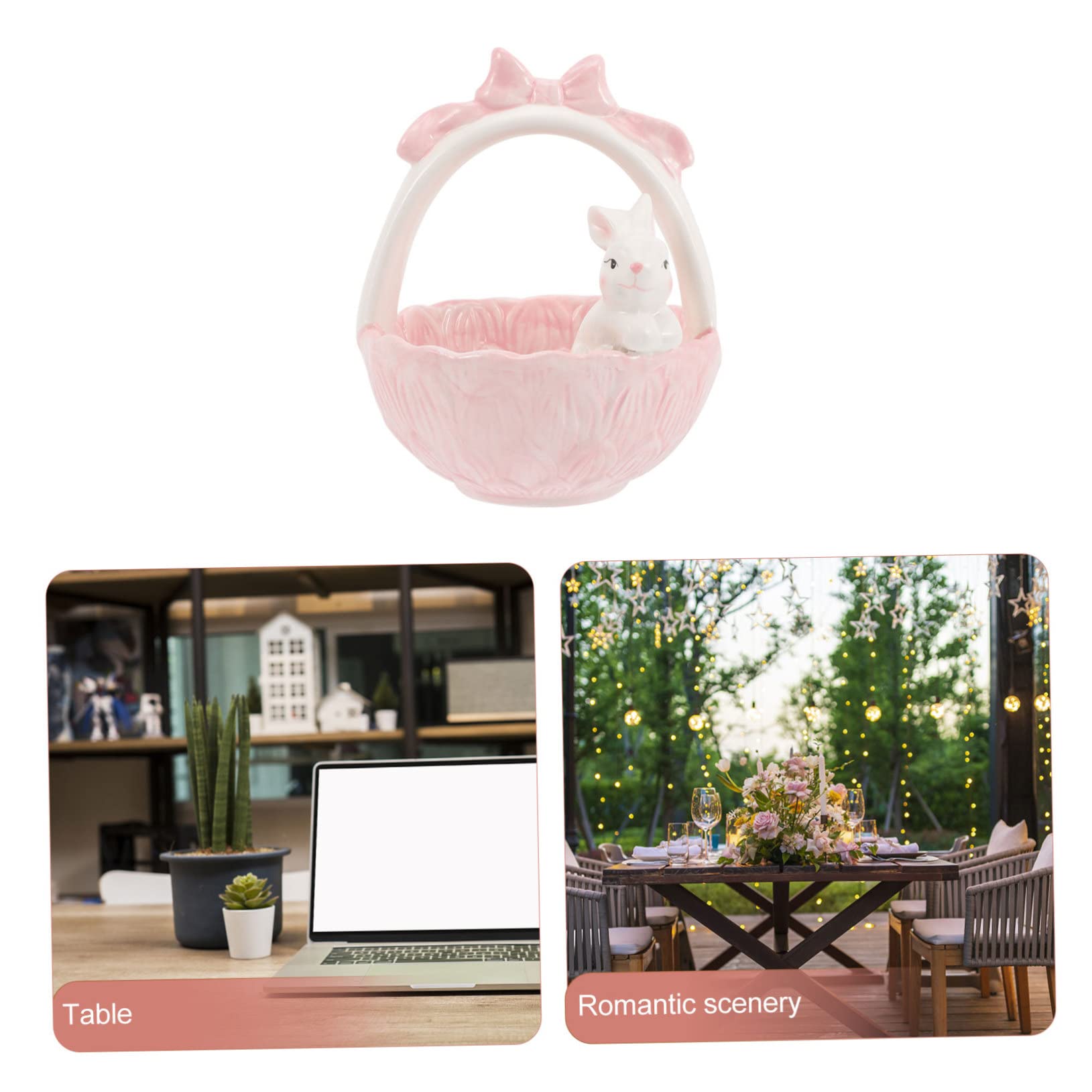 Cabilock 2 Pz cesto di Pasqua bonbon ciotola di caramelle coniglietto bidone easter bunny easter basket piccole statue di conigli da scrivania decorazione della statua di coniglio ceramica