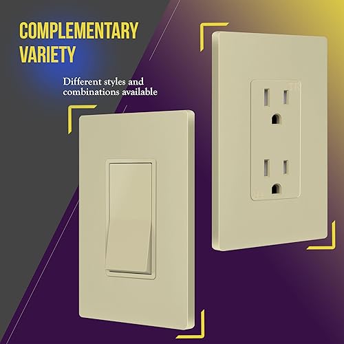 Miniatura 4 de ENERLITES SI8831-I - Placa de pared decorativa sin tornillos, cubierta de enchufe segura para niños, 1 entrada, 4.68 x 2.93 pulgadas, policarbonato