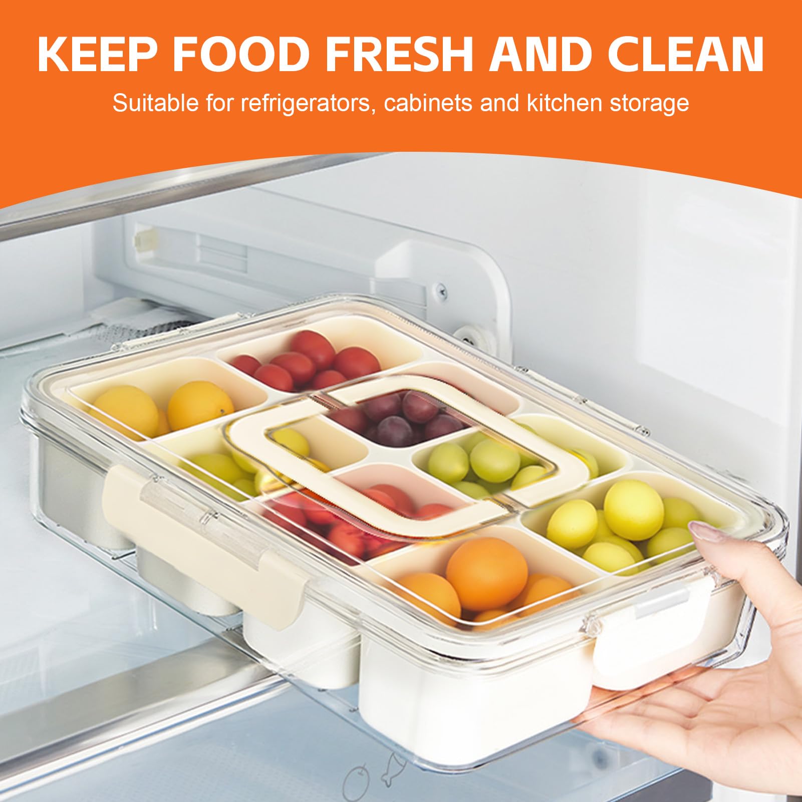 Homiflex Snack Box Con 8 Scomparti – Contenitore Portatile Con Coperchio E Manico – Ideale Per Picnic, Ufficio E Viaggi