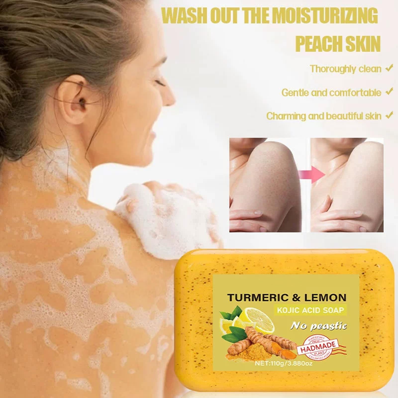 Kojic Acid and Turmeric Soap, Turmeric Soap For Face&Body, Tumeric Bar for Dark Spots Hyperpigmentation, Smooth Skin - Image 4