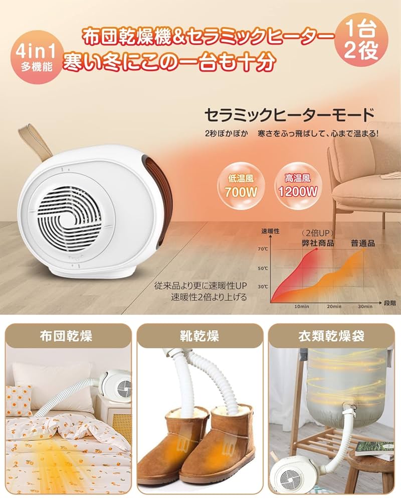 布団乾燥機 ヒーター 両用 省エネ タイマー機能 温度調節可能 布団乾燥機 ふとん乾燥機 衣類乾燥 靴乾燥機 ヒーター 省エネ