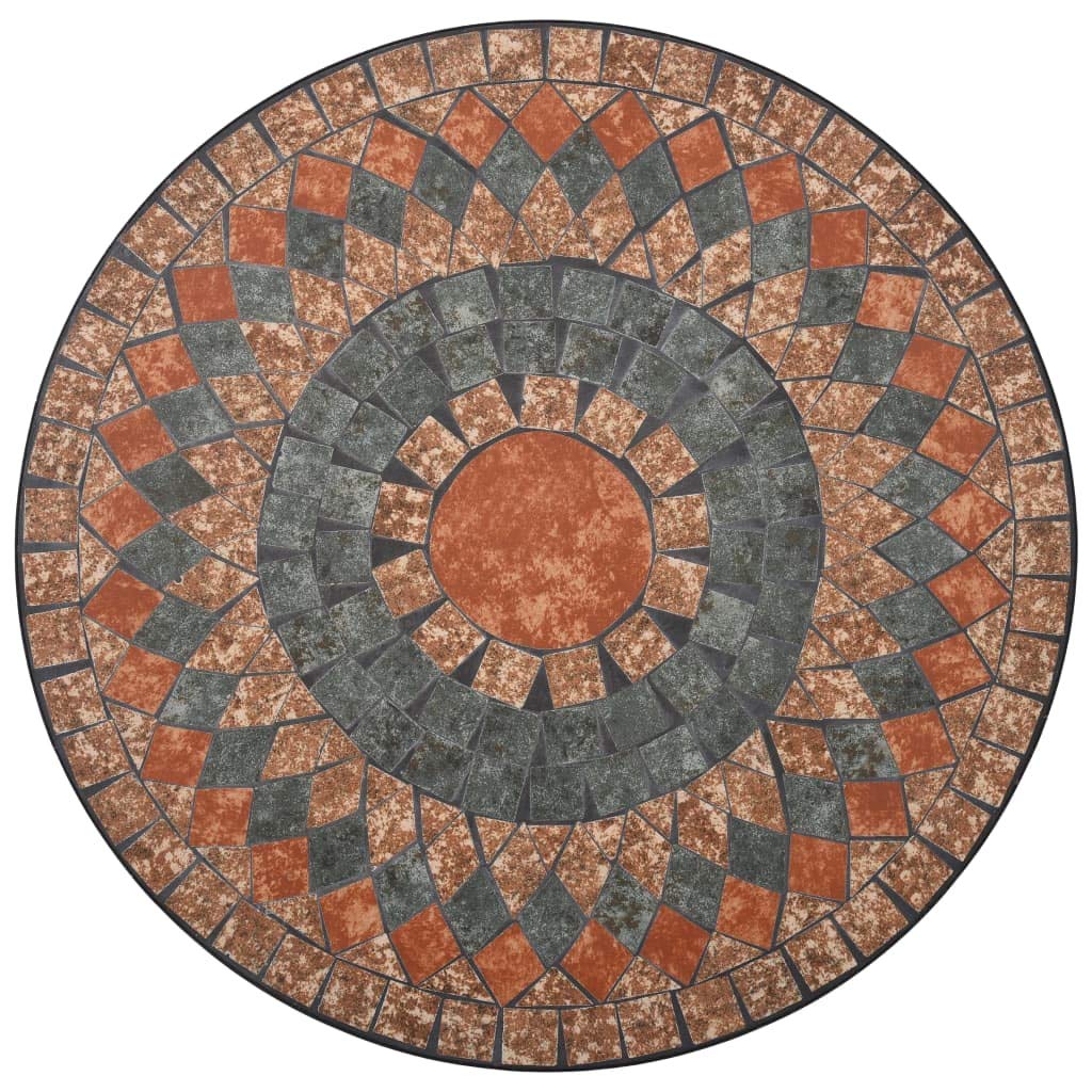 vidaXL Mesa Mosaico Cafetería Cerámica Mobiliario Estable Fuerte Robusta Duradera Resistente Funcional Práctica Útil Naranja/Gris Diámetro 60cm