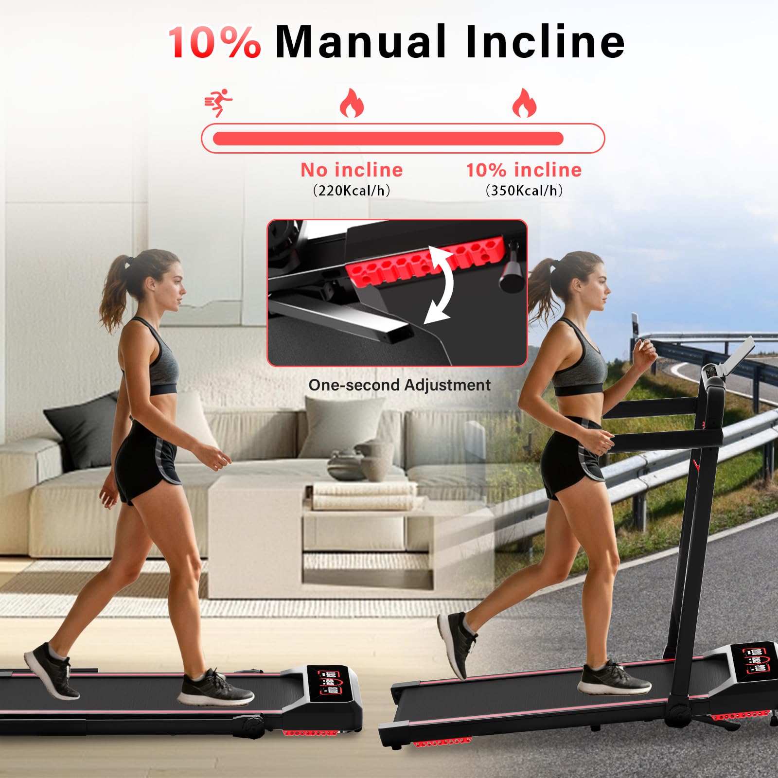 TODO Cinta de Correr con Inclinación Manual 10%, 1-12km/h Cinta de Correr Plegable, Motor 3.5HP, Cinta de Andar con Altavoz Bluetooth, 12 Programas, App y Pantalla LED, para el Hogar o la Oficina