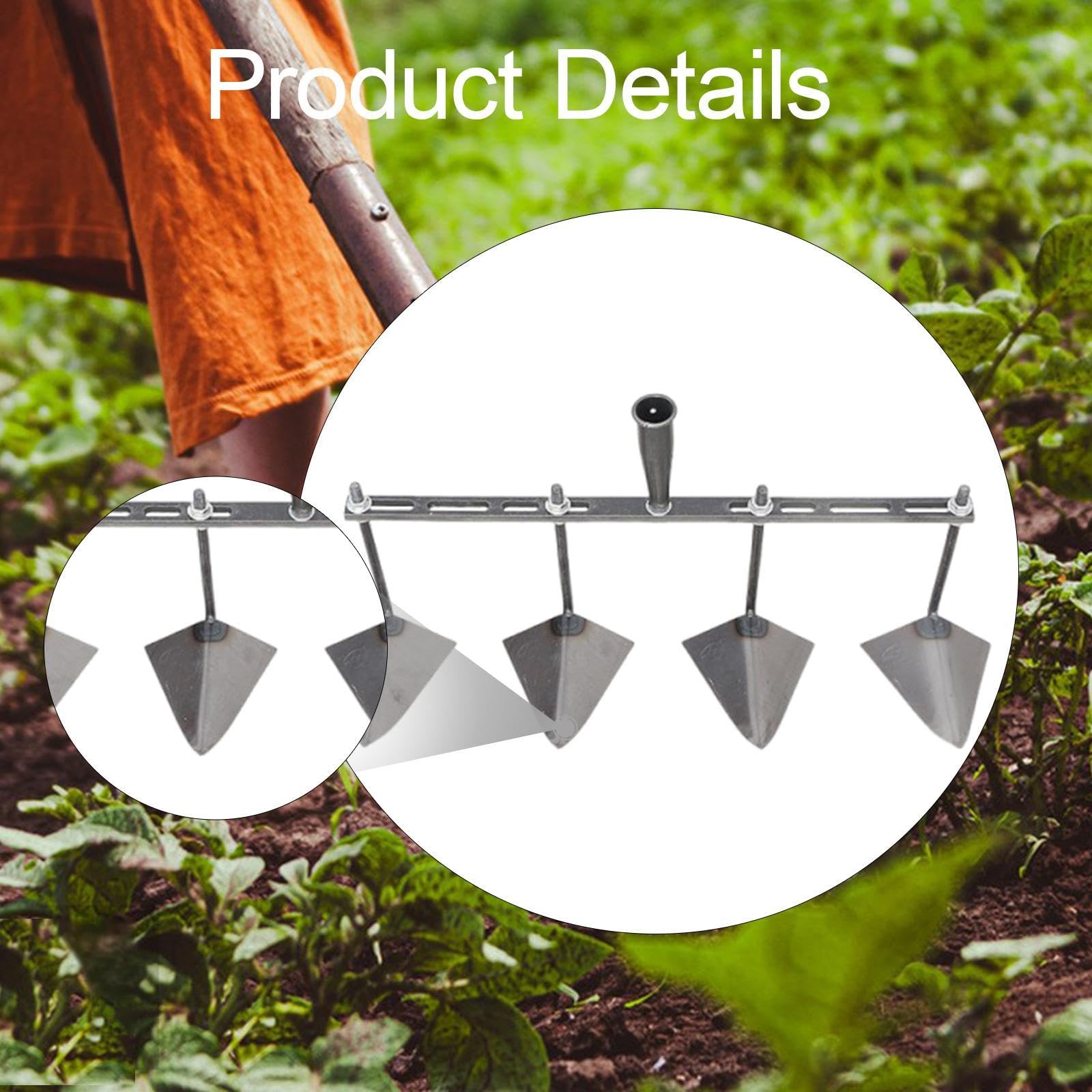 Houe de Jardin, Tête Triangulaire, Outil de Jardin, Houe à Main, Distance Réglable pour Ameublir, Planter, Débutants, Cultiver, 60 Cm à Quatre Têtes