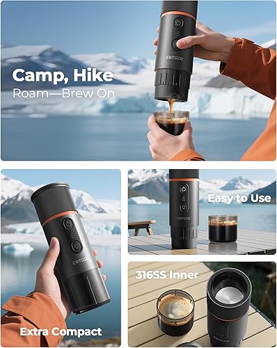 Miniatura 7 de Cafetera espresso portátil, cafetera de viaje para camping, 20 bares autocalentable recargable con USB-C, con cápsula NS para coche/viaje/camping
