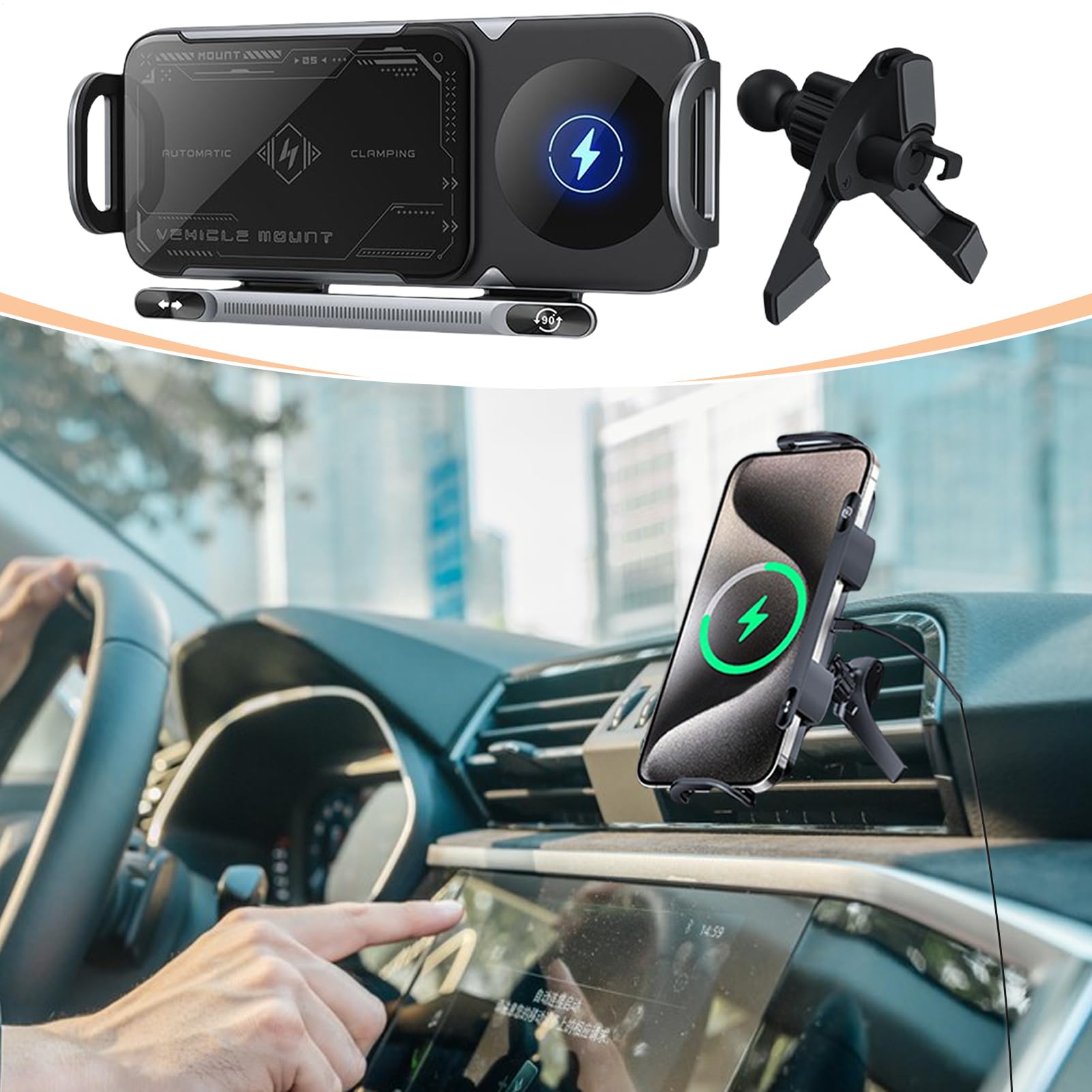 Soporte Móvil Coche Ajustable y antideslizante, para rejilla de ventilación | Soporte Cargador Magnético Plegable Para Teléfono De Coche Compatible con tablet y viajes