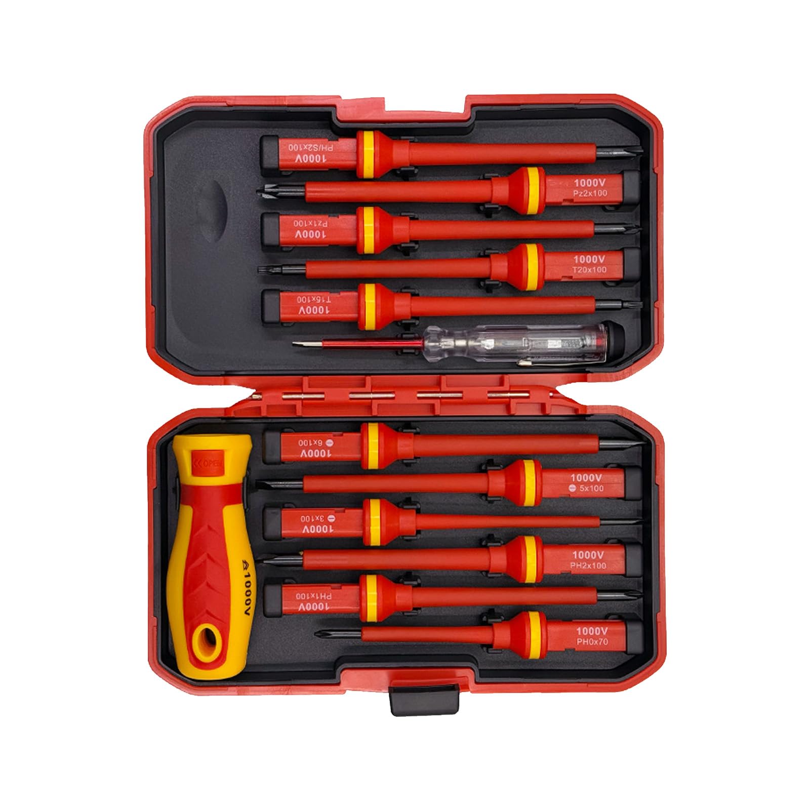 Hsioluted Duty Ergonomic Grip 13 In 1 High Voltages Screwdriver Insulated 1000V For Electrical Diyer Projects Maintenance Electrician Grade Insulated Screwdriver