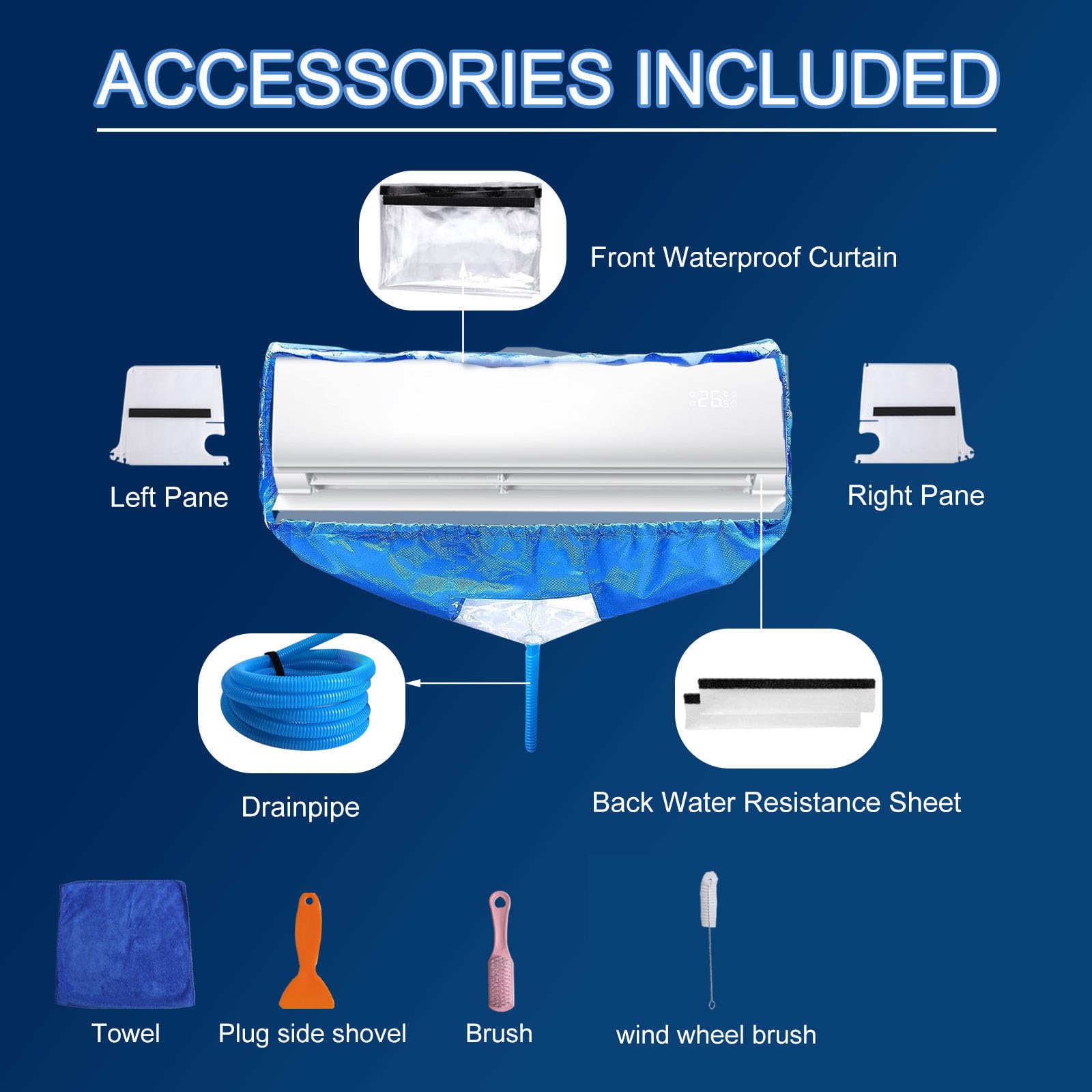 Kit de Nettoyage pour Climatiseur, Couverture Nettoyage Climatiseur Sac de Nettoyage de Climatisation Kit Nettoyage Climatisation Split Couvercle, pour Unités AC divisées