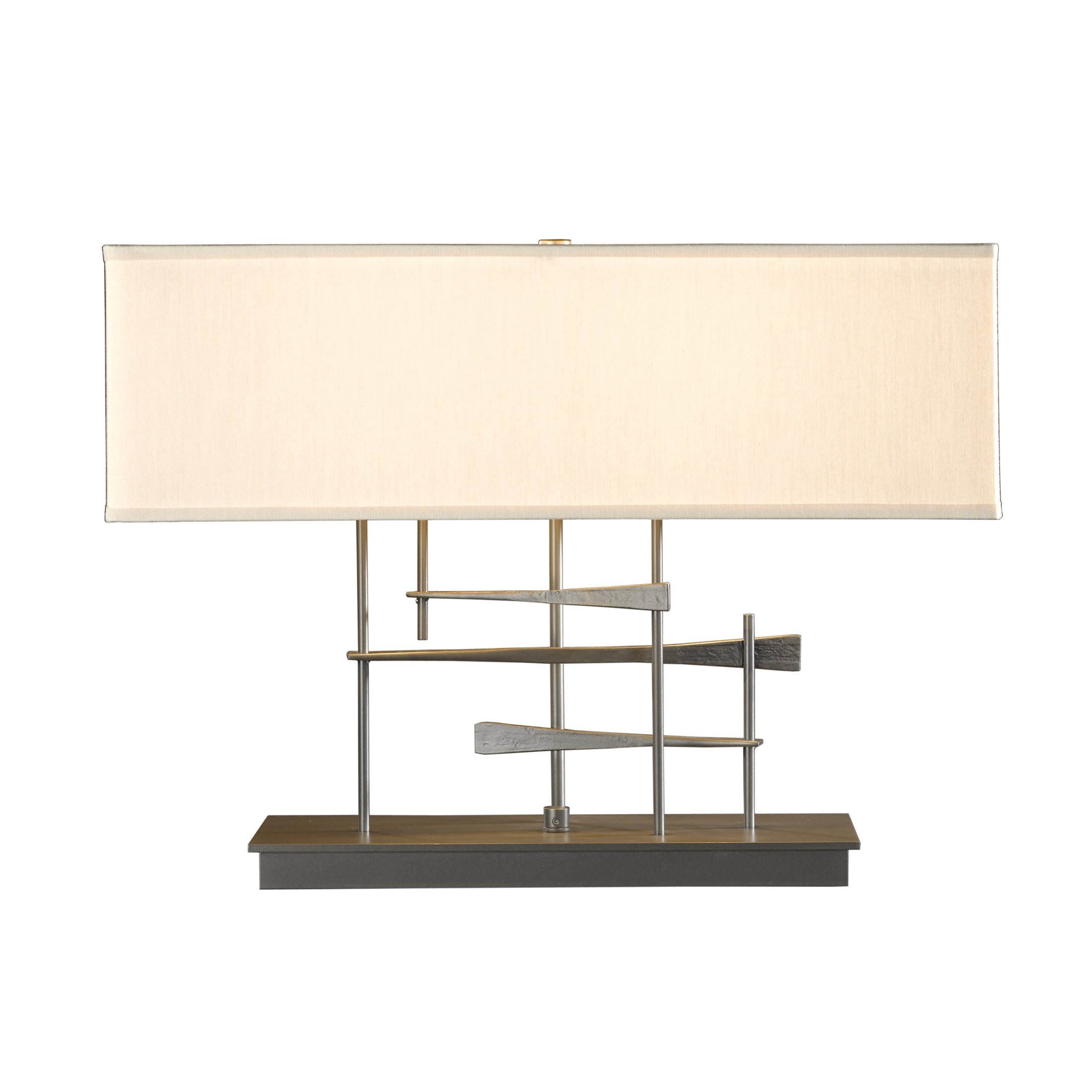 Hubbardton Forge 277670-1009 Cavaletti Table Lamp Flax Shade Bronze Finish