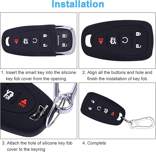 Miniatura 7 de Wisdompro 2 fundas de silicona para llaves de Chevy Equinox Malibu Cruze Traverse Trax Blazer Camaro Trailblazer Sonic Volt Spark, funda protectora