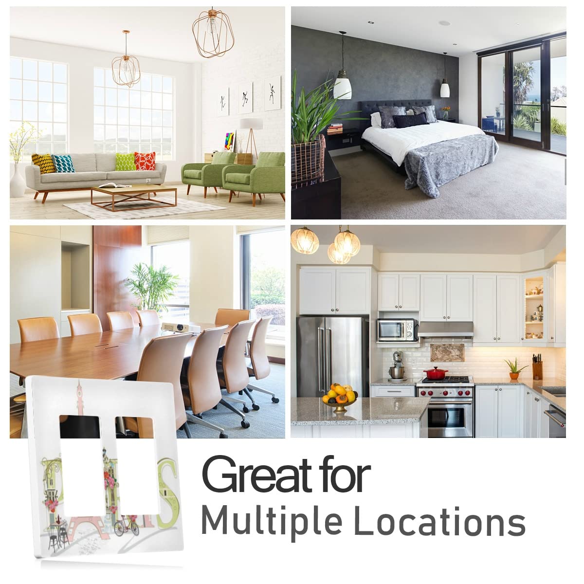 Plaque Murale Décorative à 3 Interrupteurs Pour Chambre à Coucher, Salon, Ferme, Cuisine, Décoration D'intérieur 16,5 X 11,7 Cm