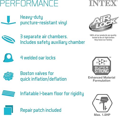 Miniatura 4 de INTEX Challenger - Serie de botes inflables incluye remos de barco de lujo y bomba de alto rendimiento - PVC superfuerte - cámaras de aire triples -