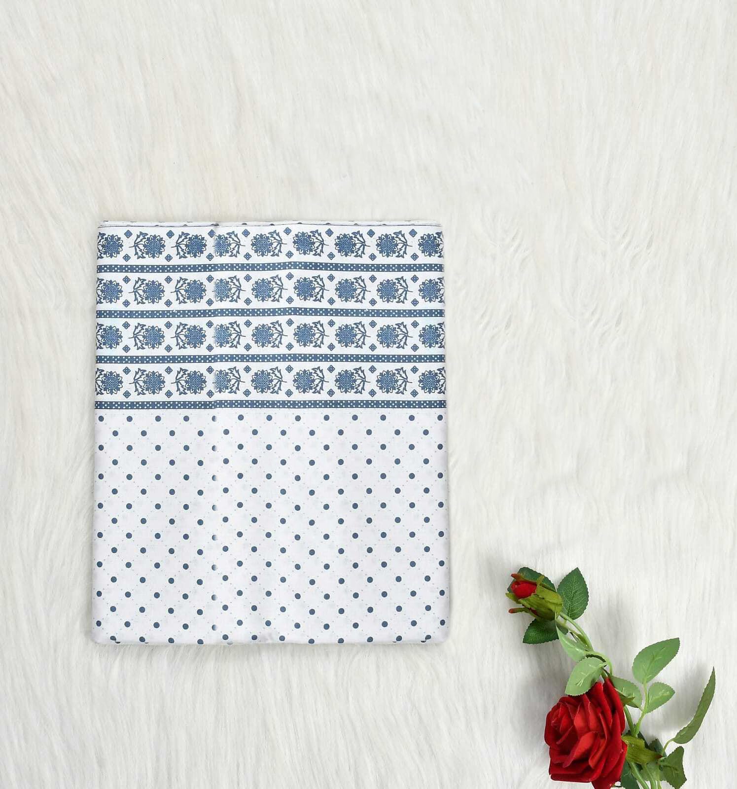 Kitch Deco™ 100% Cotton 200TC Printed One Single Bed Top Sheet Without Pillow Cover Set of 1 (Blue Dot)-image-36