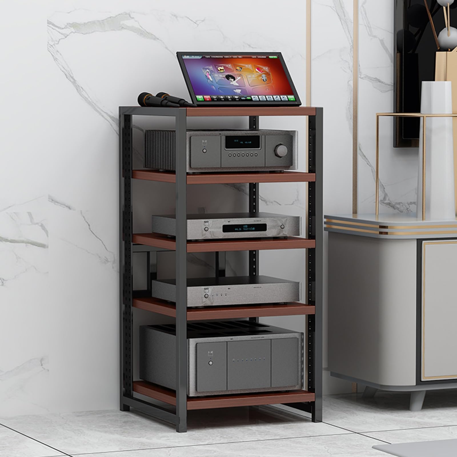 Étagère Moderne Noire pour matériel Audio-vidéo stéréo HiFi et multimédia