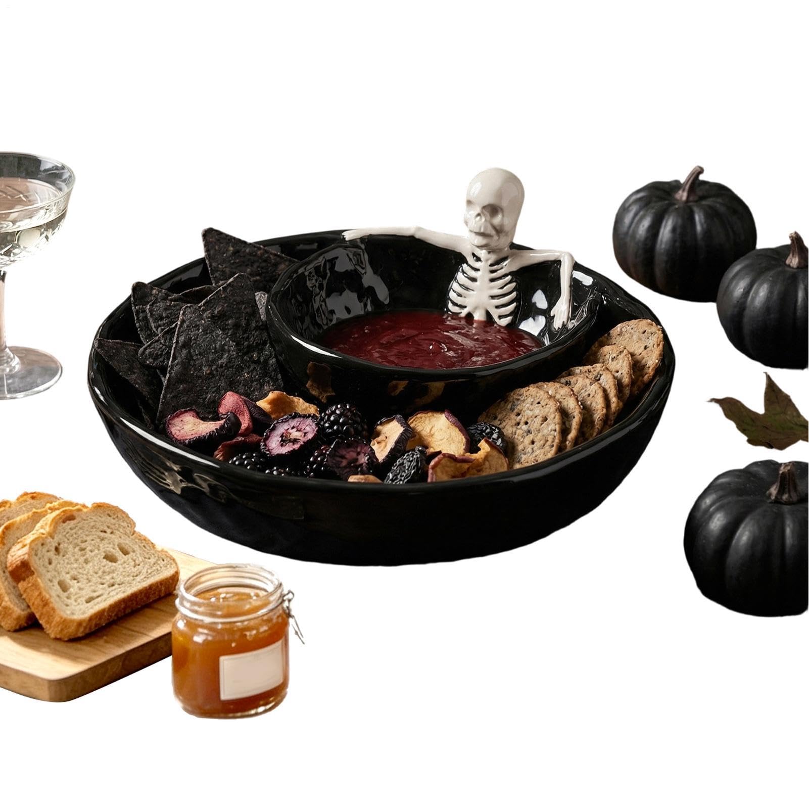 Dipschalen Halloween Doppellagige Keramik Schädel Gruselige Gothic Dish