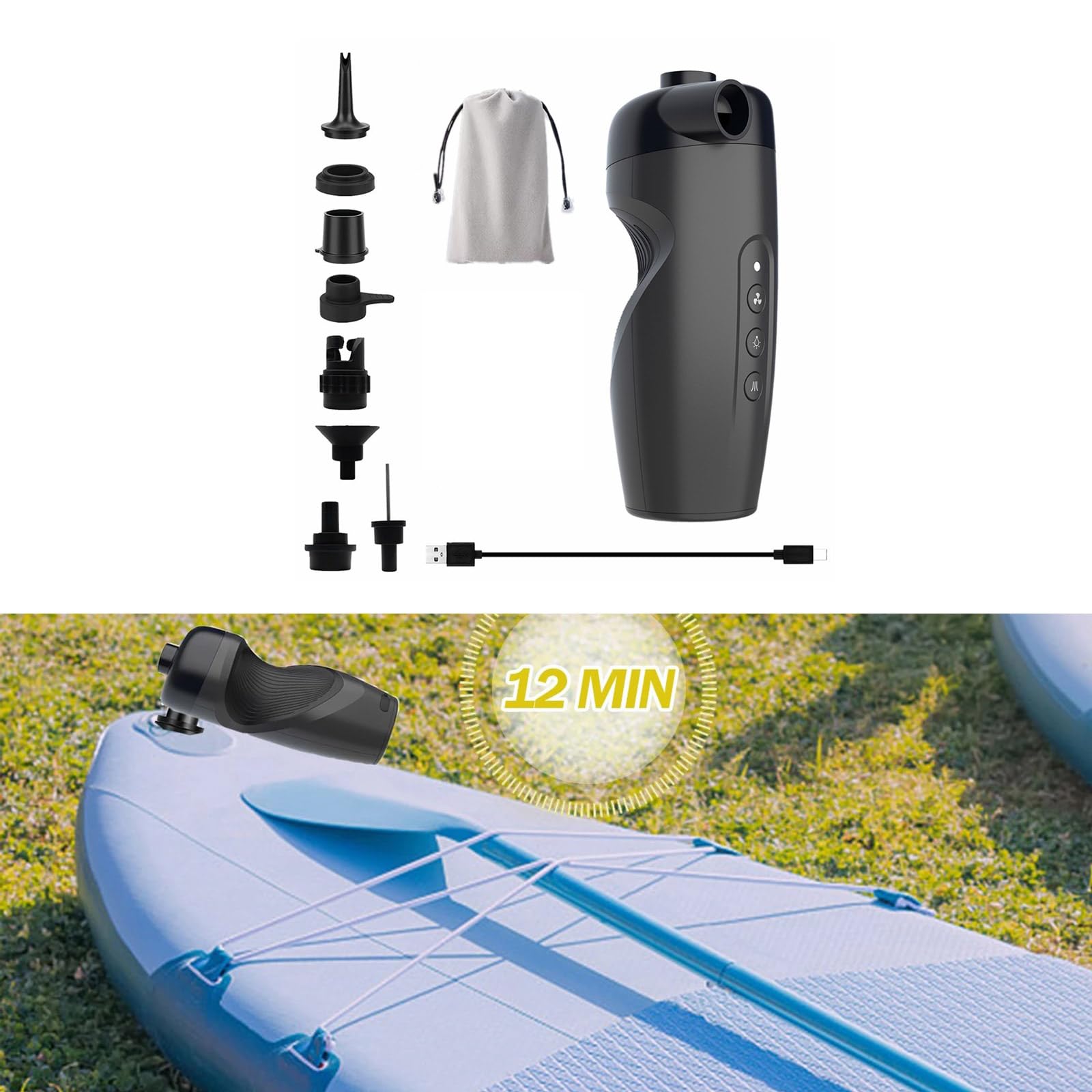 Electric Pumps USB Powered Air Inflator Double Function Fit for Water Sport Equipment Fast Inflation and Deflation Needs