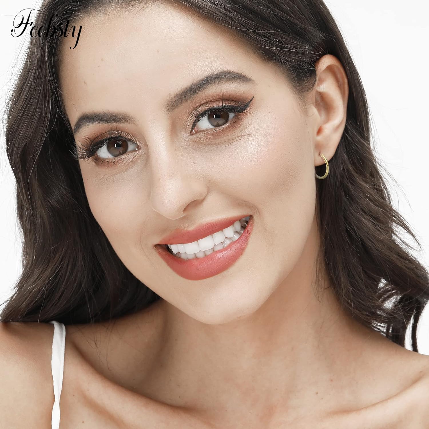 3 Pairs 925 Sterling Silver Hoop Earrings | Small White Gold Plated Hoop Earrings for Women (13mm,15mm,20mm,25mm,30mm,40mm,50mm,60mm) - Image 5